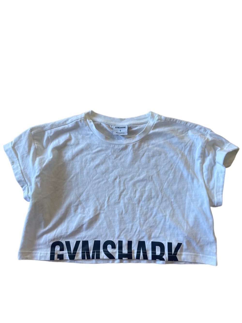 Gymshark White Cropped Kids Tee with Black Logo
